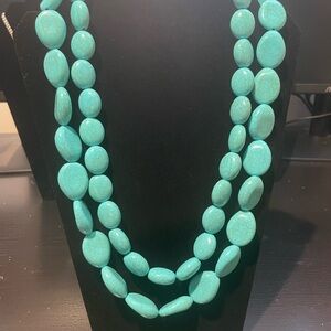 Turquoise Beaded Double-Strand Necklace - Women Jewelry